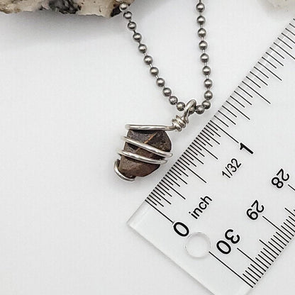 Raw Staurolite Crystal Necklace in Silver