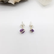 Charoite Crystal Stud Earrings with Sterling Silver Wire