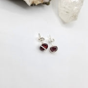 Garnet Crystal Stud Earrings with Sterling Silver Wire