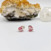 Pink Tourmaline Stud Crystal Earrings with Sterling Silver Wire