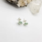 Green Aventurine Crystal Stud Earrings with Sterling Silver