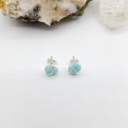 Amazonite Crystal Stud Earrings with Sterling Silver Wire