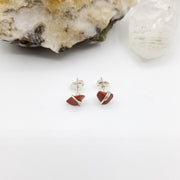 Red Jasper Crystal Stud Earrings with Sterling Silver Wire