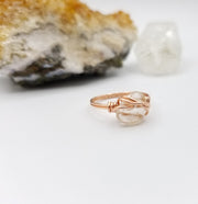 Clear Quartz Ring, Copper Wire Wrapped Ring