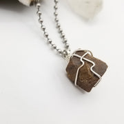 Staurolite Crystal Necklace Pendant with Sterling Silver Wire