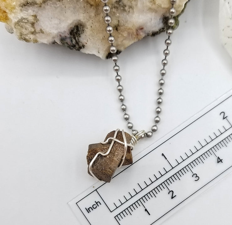 Staurolite Crystal Necklace Pendant with Sterling Silver Wire