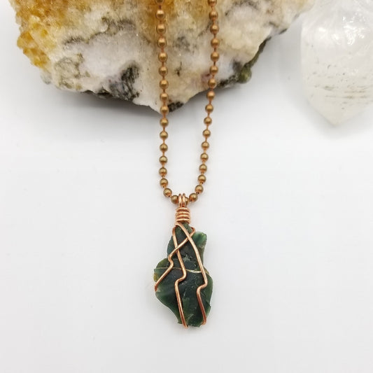 Raw Bloodstone Crystal Necklace in Copper Wire