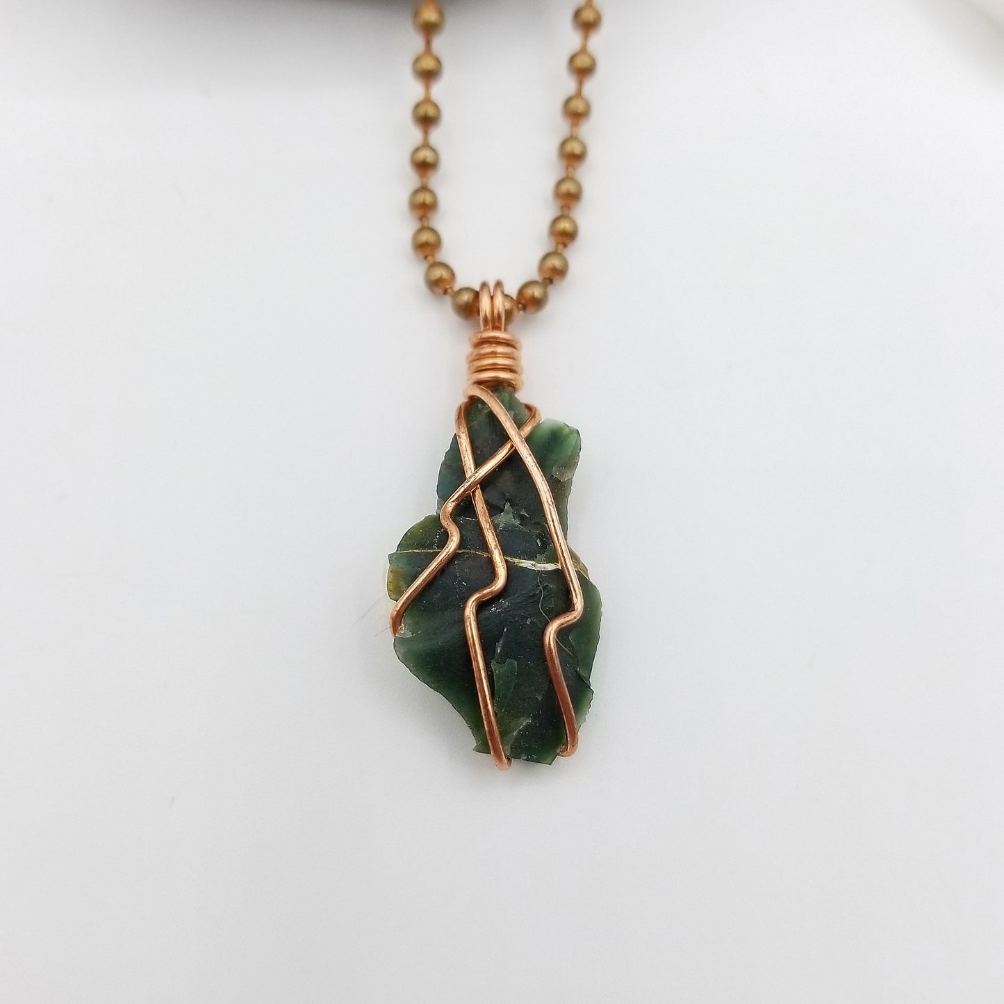 Raw Bloodstone Crystal Necklace in Copper Wire