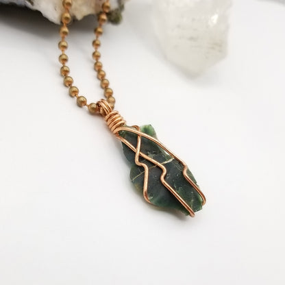 Raw Bloodstone Crystal Necklace in Copper Wire