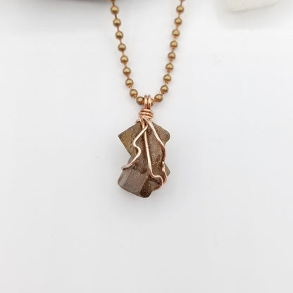 Staurolite Necklace, Copper Wire Wrapped Fairy Cross