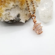 Lithium Quartz Necklace, Copper Wire Wrapped Lithium Quartz Pendant