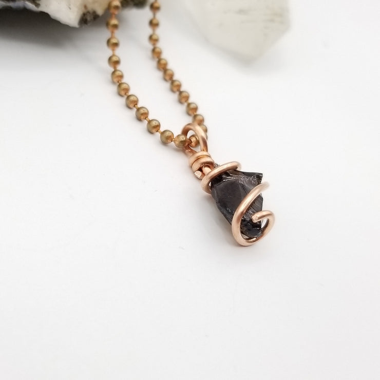Apache Tears Necklace Wire Wrapped in Copper