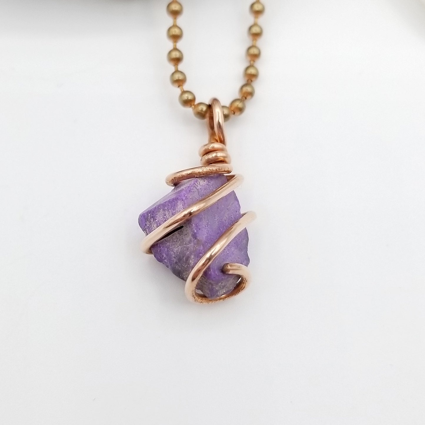 Sugilite Necklace, Copper Wire Wrapped Sugilite Pendant, Rare Crystals