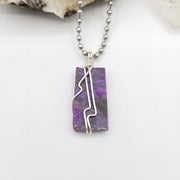 Sugilite Necklace, Silver Wire Wrapped Sugilite Pendant, Rare Crystals