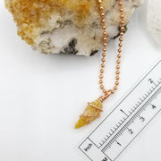 Honey Yellow Kyanite Pendant Necklace Copper Wire Wrapped