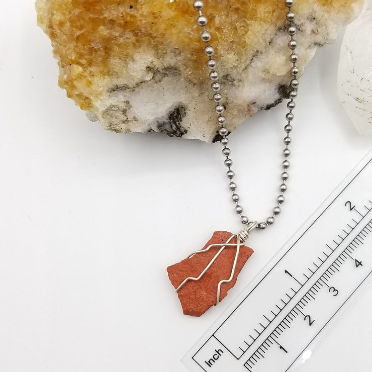 Red Jasper Necklace Wire Wrapped Pendant