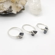 Hematite Ring, Sterling Silver Wire Wrapped Ring