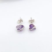 Amethyst Crystal Stud Earrings with Sterling Silver Wire