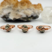 Pyrite Ring, Copper Wire Wrapped Pyrite