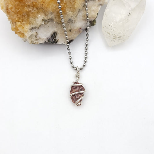 Leopard Skin Jasper Necklace, Silver Wrapped Leopard Skin Jasper Pendant