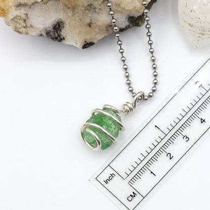 Tsavorite, Grossular Green Garnet Silver Necklace
