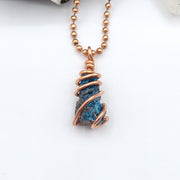 Blue Apatite Necklace, Copper Blue Apatite Pendant