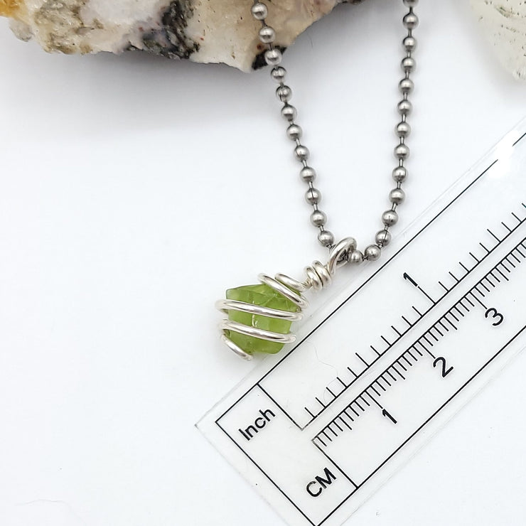Peridot Crystal Necklace, August Birthstone Pendant