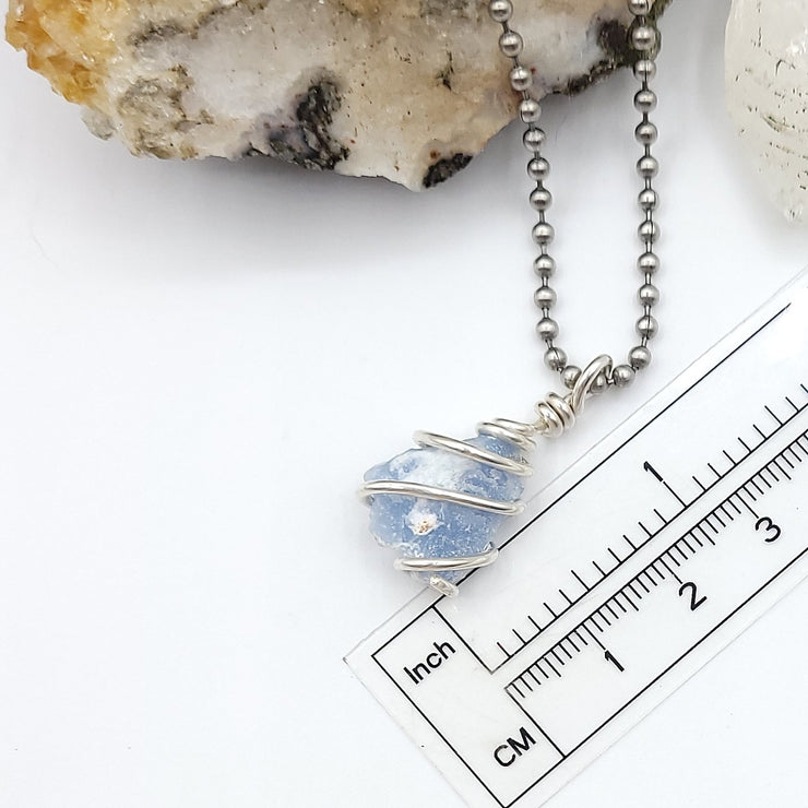 Angelite Necklace, Blue Anhydrite Pendant