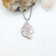 Lepidolite Necklace, Silver Wire Lepidolite Pendant