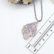 Lepidolite Necklace, Silver Wire Lepidolite Pendant