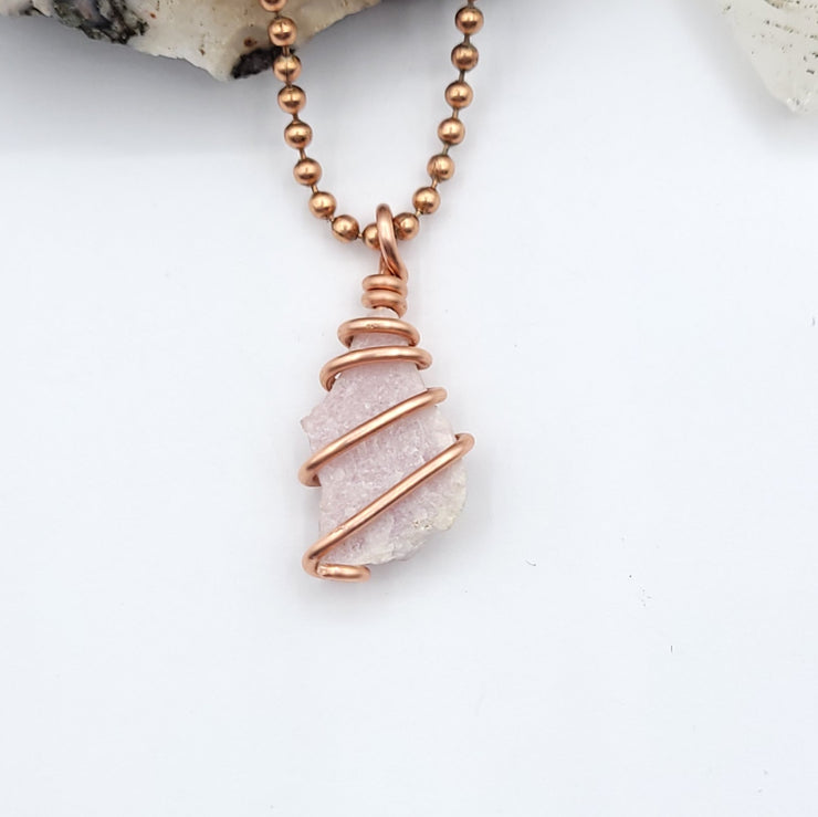 Pink Moonstone Necklace,Copper Wire Pink Moonstone Pendant