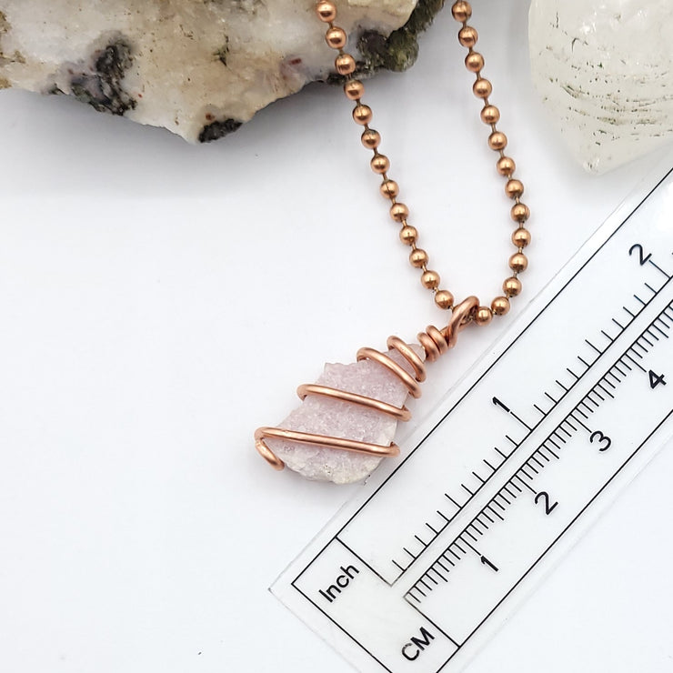 Pink Moonstone Necklace,Copper Wire Pink Moonstone Pendant