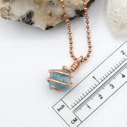 Aquamarine Crystal Necklace, Copper Wire Wrapped Aquamarine Pendant
