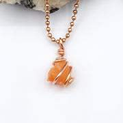 Raw Carnelian Necklace, Copper Wire Pendant
