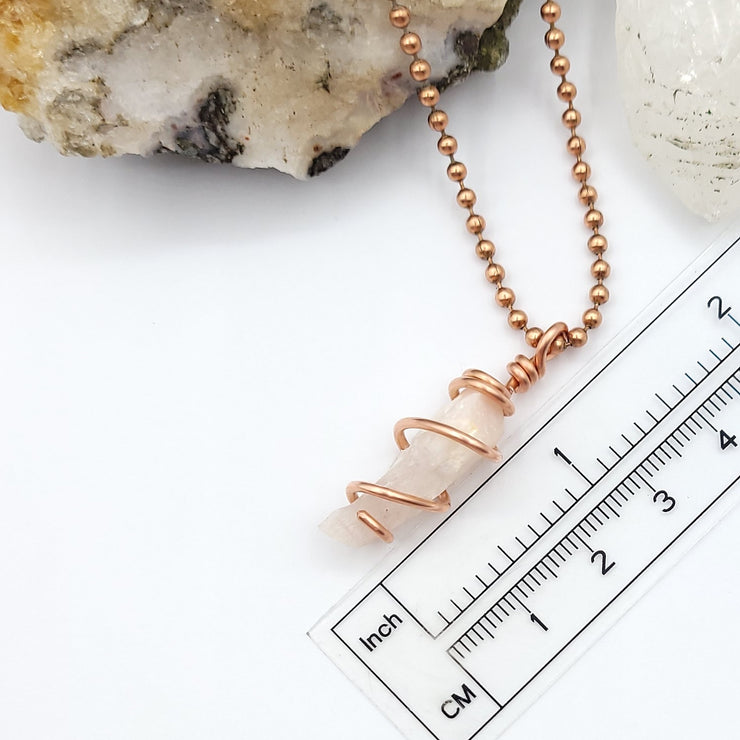 Raw Petalite Necklace, Copper Wire Petalite Pendant