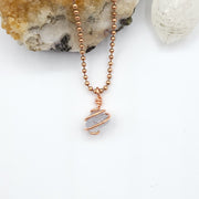 Celestite Necklace, Copper Wire Wrapped Celestite Pendant
