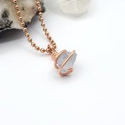 Celestite Necklace, Copper Wire Wrapped Celestite Pendant