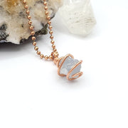 Raw Celestite Necklace, Copper Wire Wrapped Celestite Pendant