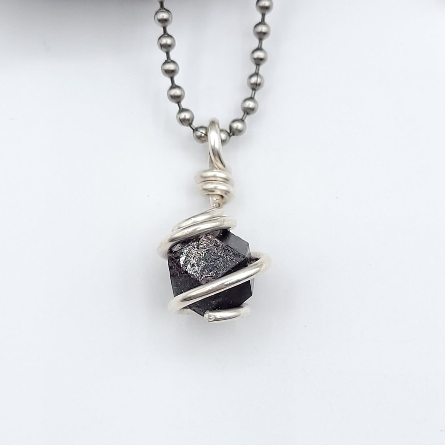 Raw Garnet Necklace in Silver close up