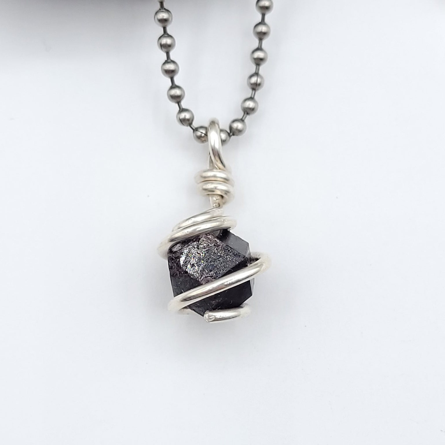 Raw Garnet Necklace in Silver close up