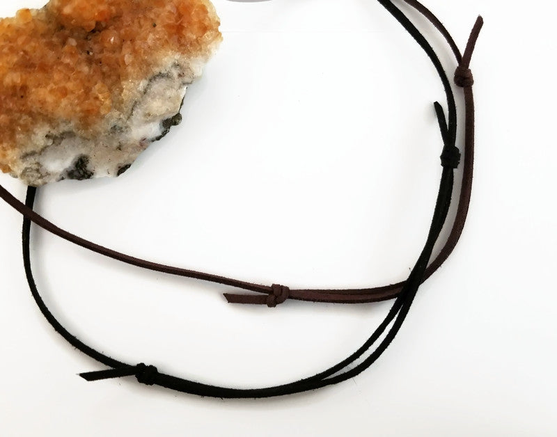 black and brown faux suede cord necklaces