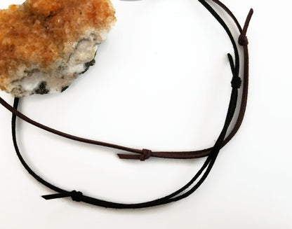 black and brown faux suede cord necklaces