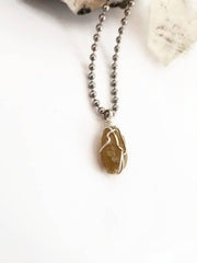 Dravite Necklace, Brown Tourmaline Wire Wrapped Pendant