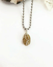 Dravite Necklace, Brown Tourmaline Wire Wrapped Pendant