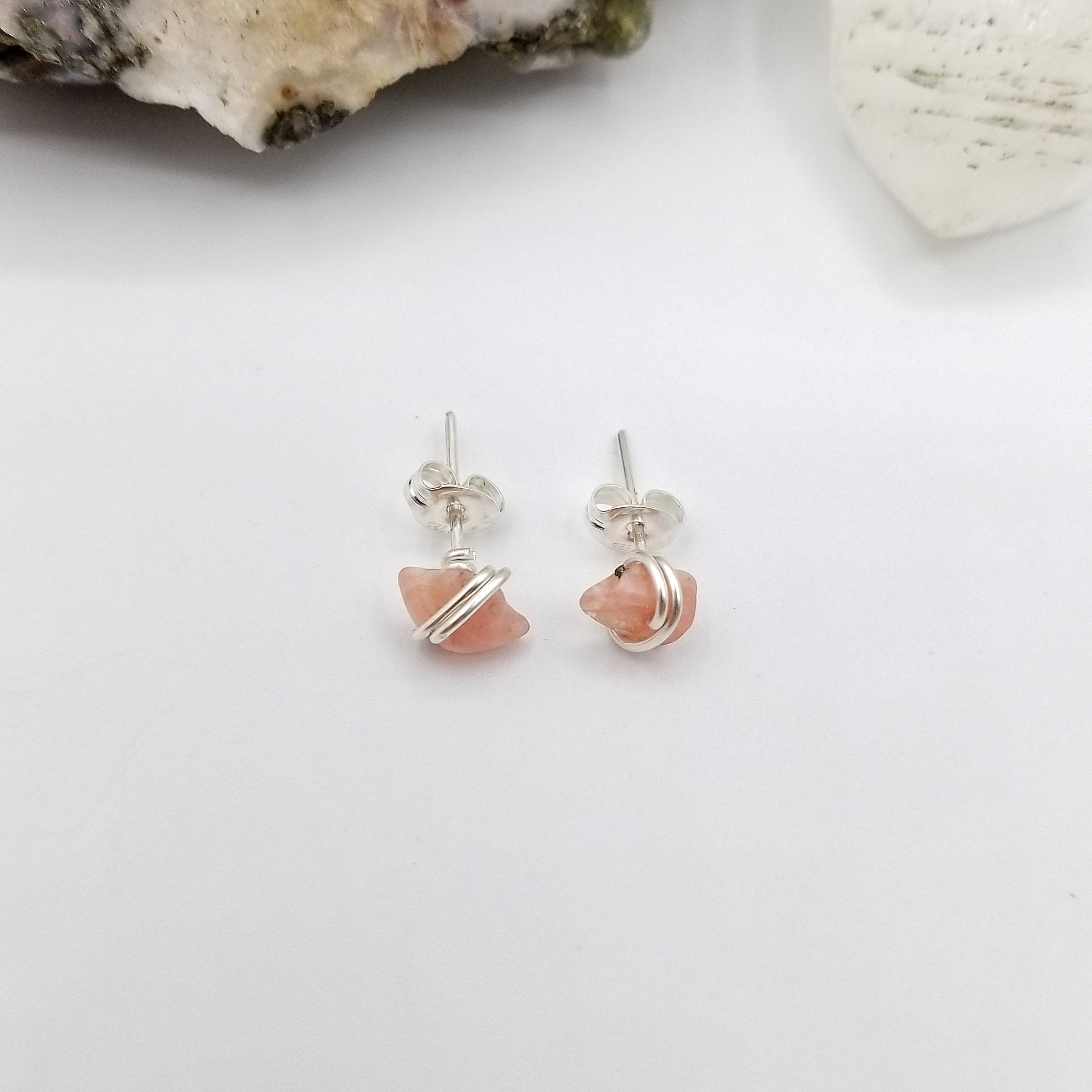 raw stone stud earrings